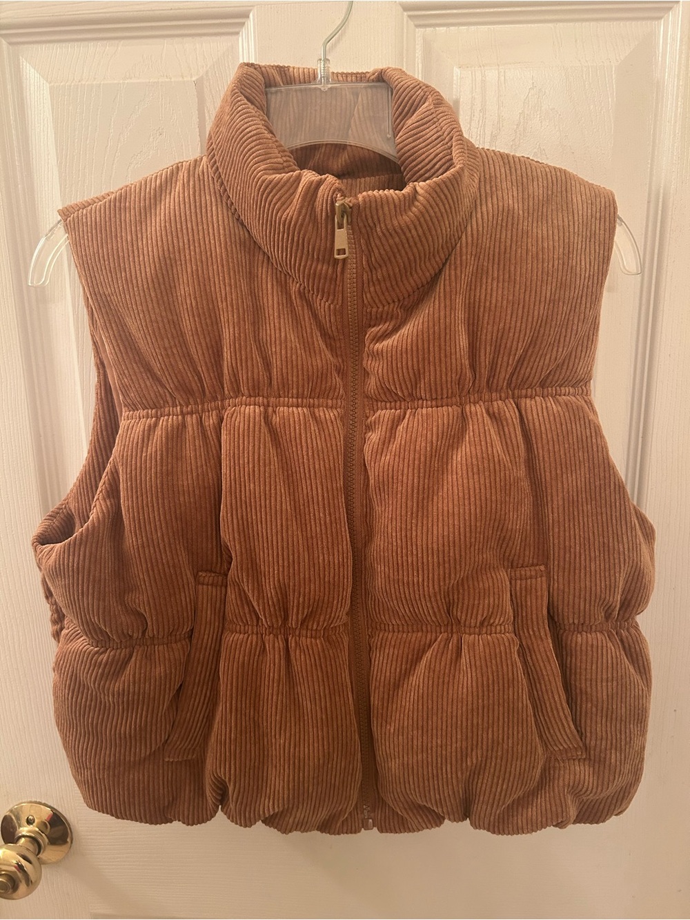Love Tree Corduroy Puffer Vest - Brown